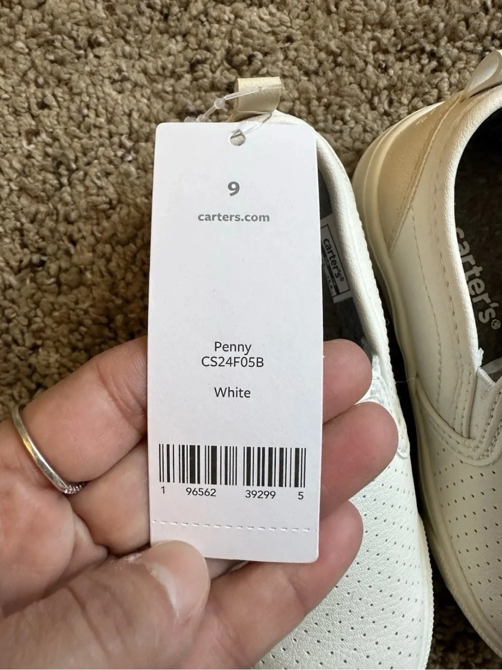 Carter's White Perforated Slip-On Kids Sneakers